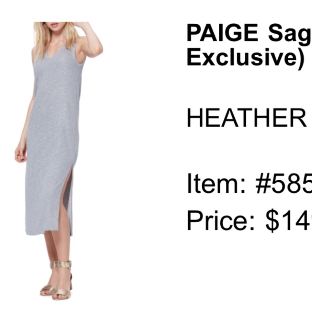 Paige Sage Midi Tank Dress size small, grey